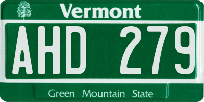 VT license plate AHD279