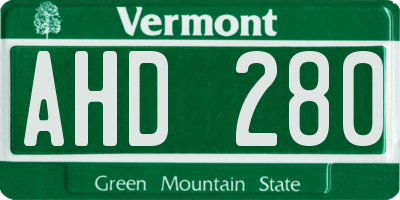 VT license plate AHD280