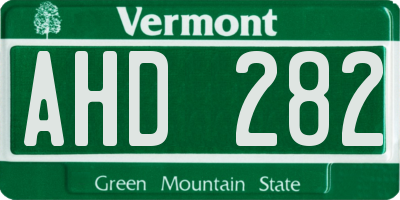 VT license plate AHD282