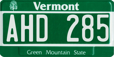 VT license plate AHD285