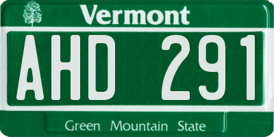 VT license plate AHD291