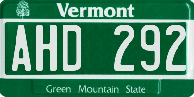 VT license plate AHD292