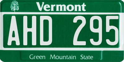 VT license plate AHD295