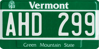 VT license plate AHD299