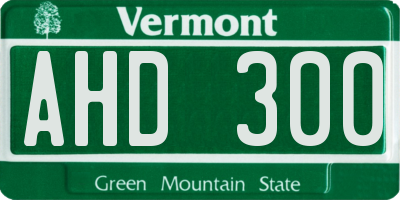 VT license plate AHD300
