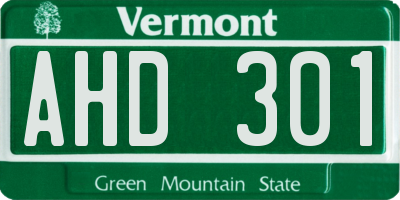 VT license plate AHD301