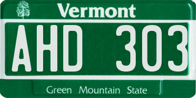 VT license plate AHD303