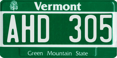 VT license plate AHD305