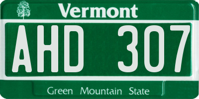 VT license plate AHD307