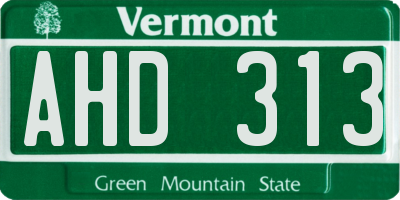 VT license plate AHD313