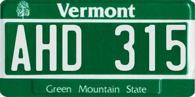 VT license plate AHD315