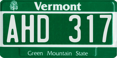 VT license plate AHD317