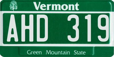 VT license plate AHD319
