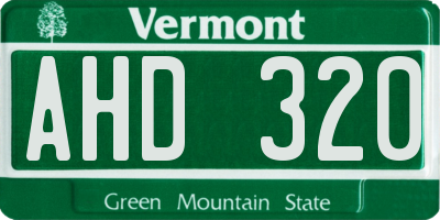 VT license plate AHD320