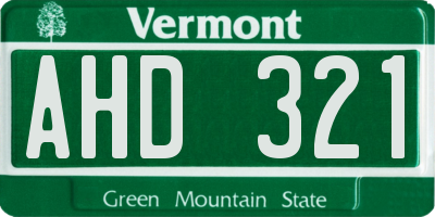 VT license plate AHD321