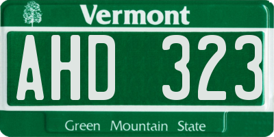 VT license plate AHD323