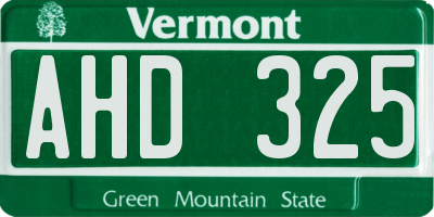 VT license plate AHD325