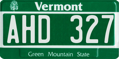 VT license plate AHD327