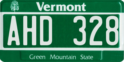 VT license plate AHD328