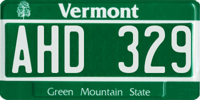 VT license plate AHD329