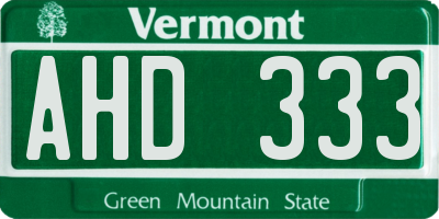 VT license plate AHD333