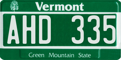 VT license plate AHD335