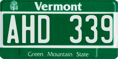 VT license plate AHD339