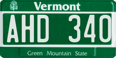 VT license plate AHD340