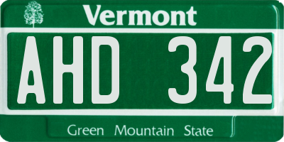 VT license plate AHD342