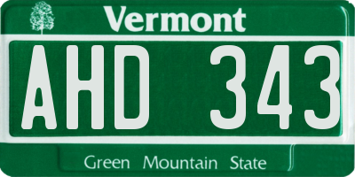 VT license plate AHD343