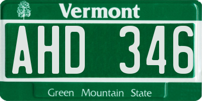 VT license plate AHD346