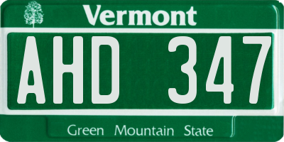 VT license plate AHD347