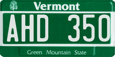 VT license plate AHD350