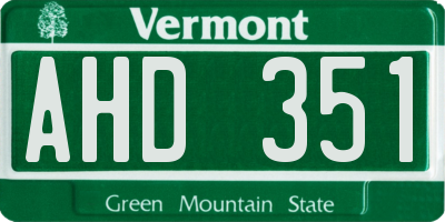 VT license plate AHD351