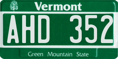 VT license plate AHD352