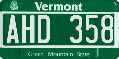 VT license plate AHD358