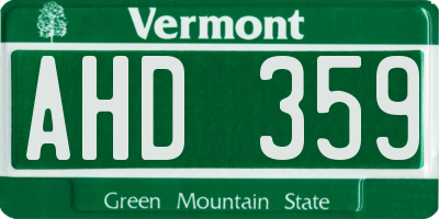 VT license plate AHD359