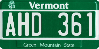 VT license plate AHD361