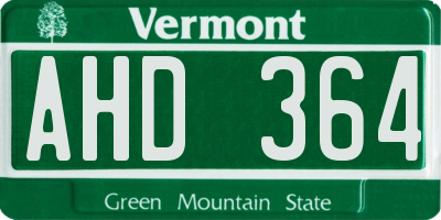 VT license plate AHD364