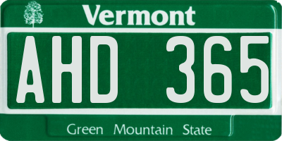 VT license plate AHD365