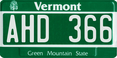 VT license plate AHD366