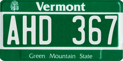 VT license plate AHD367