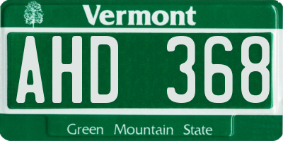 VT license plate AHD368