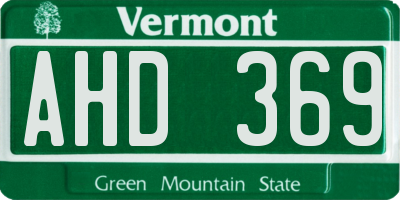 VT license plate AHD369