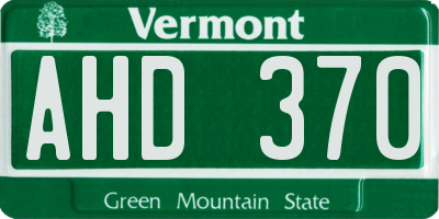 VT license plate AHD370