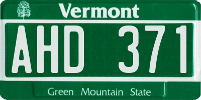 VT license plate AHD371