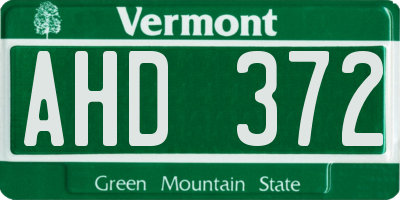 VT license plate AHD372