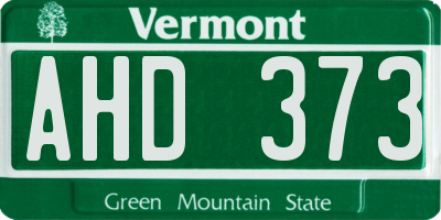 VT license plate AHD373