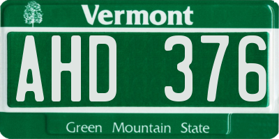 VT license plate AHD376