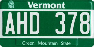 VT license plate AHD378